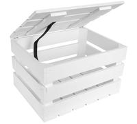 Creative DECO Caja de Madera con Tapa Grande Blanca | 40 x 30 x 22 cm