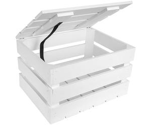 Creative DECO Caja de Madera con Tapa Grande Blanca | 40 x 30 x 22 cm | Cofre Baúl Natural de Almacenamiento Vintage Retro | Perfecta para Almacenar Regalo Decoración Bricolaje