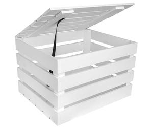 Creative DECO Caja de Madera con Tapa Grande Blanca | 50 x 40 x 30 cm | Cofre Baúl Natural de Almacenamiento Vintage Retro | Perfecta para Almacenar Regalo Decoración Bricolaje