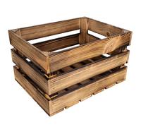 Creative DECO Caja de Madera Flameada | 40 x 30 x 23 cm | Cesta de Madera Estilo Vintage con Efecto Quemado | Almacenaje Regalo Fruta Decoración Bricolaje Manualidades | Juguetes Herramientas