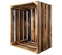 Creative DECO Caja de Madera Flameada | 50 x 40 x 30 cm | Efecto Quemado