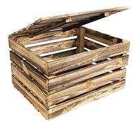 Creative DECO Caja de Madera Flameada con Tapa Grande | 50 x 40 x 30 cm