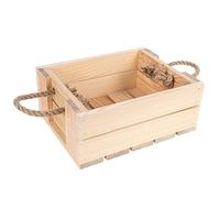Creative DECO Caja de Madera Natural | 25 x 19 x 10 cm | Mango de Cuerda de Yute | Baúl Cesta Perfecta para Regalar | Almacenaje para Decoración DIY | Documentos Herramientas Juguetes