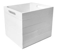 Creative DECO Caja de Madera Natural Compatible con Estantes Kallax | 33x37x33cm | Cesta Decorativa Blanca con Asas | Cajón Almacenaje Regalo Decoración Bricolaje Manualidades | Documentos Juguetes