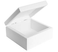 Creative DECO Caja de Madera Pequeña con Tapa Blanca 10x10x5cm (+/-0,5cm)