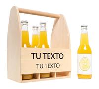 Creative DECO Caja de Madera Personalizada con tu Texto | 6 Cervezas | Portabotellas | 24 x 16 x 30 cm (+/- 1 cm) | Idea de Regalo para Padre Novio Amigo | Portador Bolsa de Cerveza para Hombres