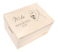 Creative DECO Caja de Recuerdos Personalizada Bebé | 40 x 30 x 24 cm | Regalos Individuales para Futuras Mamás Embarazadas | Regalo Personalizado para Padres
