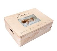 Creative DECO Caja de Recuerdos Personalizada con tu Foto para Bebés/Idea de Regalo de Nacimiento Personalizado | Cajas de Madera Personalizadas para Niños | Personalizados para Niño y Niña