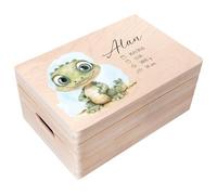 Creative DECO Caja de Recuerdos Personalizada para Bebés/Regalo de Nacimiento Personalizado con Nombre | Motivo - Cocodrilo | Cajas de Madera Personalizadas para Niños | Personalizados Niño y Niña