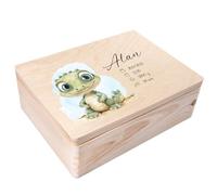 Creative DECO Caja de Recuerdos Personalizada para Bebés/Regalo de Nacimiento Personalizado con Nombre | Motivo - Cocodrilo | Cajas de Madera Personalizadas para Niños | Personalizados Niño y Niña