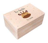 Creative DECO Caja de Recuerdos Personalizada para Bebés/Regalo de Personalizado con Nombre | Motivo - Animales | Cajas de Madera para Juguetes Personalizadas | Personalizados para Niño y Niña