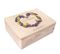 Creative DECO Caja de Regalo con tu Texto Personalizado | Caja Madera de Recuerdos Personalizada | Para Mujeres, Hombres y Parejas | Impresión | Motivo de Corazón de Flores 2