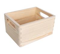 Creative DECO Caja Madera Decorativa Almacenaje 19,5x15x10cm | (+/-1cm) | Asas | Cesta Cajón Baúl Cofre Navidad Decoupage Decorar Fruta Documentos Objetos Juguetes Herramientas
