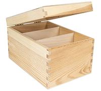 Creative DECO Caja Madera para CD DVD Carta | 3 Compartimentos | 16 x 24 x 14 cm | para Decorar con Tapa | Decoracion Almacenaje Herramiente Decoupage Documentos Juguetes