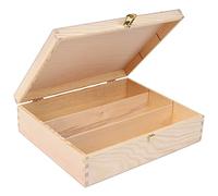 Creative DECO Caja Madera Vino para Decorar | 3 Botellas | 35,1x30x10cm | Tapa y Bisagra | Divisores Extraíbles | para Regalo Decorar Decoupage Almacenamiento Decoración Manualidades