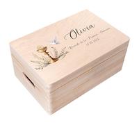 Creative DECO Caja Regalo Personalizada Primera Comunión | Caja de Memoria de Madera para Niños/Niñas | Personalizado - Cáliz | Impreso | Personalizadas para Niño y Niña | Personalizados