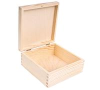 Creative DECO Cuadrada Caja de Madera para Decorar con Tapa 16,2x16,2x7,2cm | Cofre para Decoración Decoupage Navidad | Perfecta para Objetos de Valor Joyas Juguetes Almacenaje Herramientas