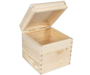 Creative DECO Cuadrada Caja Madera para Decorar | 16 x 16 x 16 cm (+/- 1cm) | con Tapa | Decoración Decoupage | Pascua Almacenaje de Documentos Objetos de Valor Juguetes Herramientas