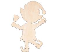 Creative Deco Formas Navideñas Personalizadas de Contrachapado | Elfo de Navidad | 10-100 cm | Madera Contrachapada 3 mm | Recortes con Láser | Decoración Navidad | Decoupage Decoración Pared Puerta