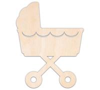 Creative Deco Formas Personalizadas de Madera Contrachapada Baby Shower | Cochecito | 10-100 cm | Contrachapado 3 mm | Recortes con Láser | Decoración para Fiesta de Futura Mamá | para Decoupage