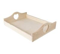 Creative Deco Grande Bandeja de Madera con Asas Corazón Decorativa Rectangular | 40 x 30 x 10,5 cm | Bandeja para Servir Llevar Desayuno Comida Cafe y Postres Decoración de Cocina, Salón y Comedor