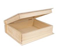 Creative DECO Grande Caja Libro Madera para Decorar | 24 x 19 x 7,5 cm | con Tapa | Decoracion Almacenaje Herramientas Pascua Decoupage | Perfecta para Documentos Objetos de Valor Juguetes