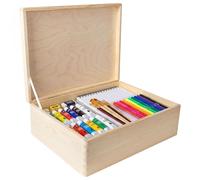 Creative DECO Grande Caja Madera Decorativa | 40 x 30 x 14 cm (+/-1cm) | con Tapa | Cofre Pascua Decorar Regalo Decoupage | Juguetes, Documentos, Objetos, Herramientas | EN BRUTO SIN LIJAR