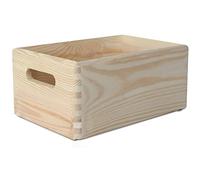 Creative DECO Grande Caja Madera Decorativa Almacenaje | 30x20x13cm (+/- 1cm) | Asas | Cesta Cajón Baúl Cofre Pascua Decoupage, Decorar, Fruta, Documentos, Objetos, Juguetes, Herramientas