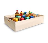 Creative DECO Grande Caja Madera Decorativa Almacenaje 60x40x13,5cm | (+/-1cm) | Asas | Cesta Cajón Baúl Cofre Navidad Decoupage, Decorar, Fruta, Documentos, Objetos, Juguetes, Herramientas
