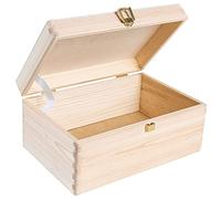 Creative DECO Grande Caja Madera Decorativa Almacenaje con Tapa y Cierre | 30 x 20 x 14 cm (+/-1cm) | Cofre Decoración Decoupage Pascua | Objetos de Valor, Juguetes, Documentos | EN BRUTO SIN LIJAR