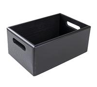 Creative DECO Grande Caja Madera Decorativa Almacenaje Negra 30x20x13cm | (+/-1cm) | Asas | Cesta Cajón Baúl Cofre Navidad Decoupage Decorar Fruta Documentos Juguetes Herramientas