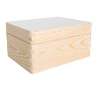 Creative DECO Grande Caja Madera Decorativa Almacenaje Tapa 19,5x15x10cm | (+/- 1cm) | Cesta Cajón Baúl Cofre Navidad Decoupage Decorar Fruta Documentos Juguetes Objetos Herramientas Navidad