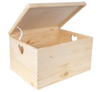 Creative DECO Grande Caja Madera Decorativa | Con Tapa y Asas Corazón | 40 x 30 x 24 cm (+/-1cm) | Navidad Almacenaje Documentos, Juguetes | Cofre Decorar Regalo Decoupage | EN BRUTO SIN LIJAR