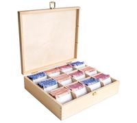 Creative DECO Grande Caja para Té Bolsita Madera Infusiones 29x25x7,5cm | 12 Compartimentos | con Tapa y Cerradura | Varias Medidas Disponibles | Navidad, Decoupage, Decoración y Almacenaje