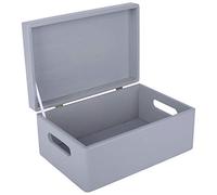 Creative DECO Gris Grande Caja Madera Decorativa Almacenaje | 30x20x14cm