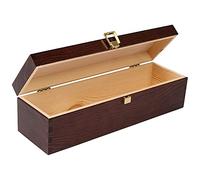 Creative DECO Marrón Caja Madera Vino Barnizada | 1 Botella | 35,1 x 11 x 9,8 cm (+-1cm) | con Tapa y Bisagra | Perfecta para Pascua Regalo Decorar Decoupage Almacenamiento Decoración Manualidades