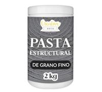 Creative Deco Pasta Estructural de Grano Fino 2 kg | Pasta Gris Oscuro para Proyectos Artísticos para Pintura Acrílica | Fácil de Usar con Espátula para Crear Efectos 3D, Estructuras, Texturas