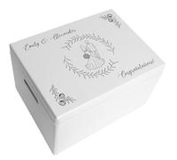 Creative DECO Personalizado Blanca Caja de Regalos Originales para Boda | Novios Regalo | Caja Madera de Recuerdos Especiales Personalizada | Personalizadas | Parejas Aniversario Matrimonio