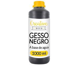 Creative DECO Profesional Gesso Negro | 1L | Pintura Acrílica | Preparación de Pintura | Cebador | Imprimación Cobertura Ideal para Preparar Cada Superficie para Decoupage | Artesanía Manualidades