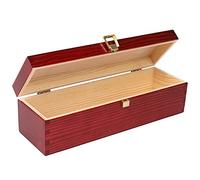 Creative DECO Rojo Caja Madera Vino Barnizada | 1 Botella | 35,1 x 11 x 9,8 cm | con Tapa y Bisagra | Perfecta para Pascua Regalo Decorar Decoupage Almacenamiento Decoración Manualidades