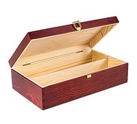 Creative DECO Rojo Caja Madera Vino Barnizada | 2 Botellas | 35 x 20 x 10 cm (+-1cm) | Tapa y Bisagra | Divisores Extraíbles | Pascua Regalo Decorar Decoupage Almacenamiento Decoración Manualidades