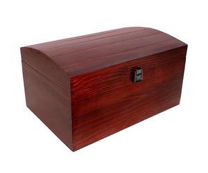 Creative DECO Rojo Grande Cofre Caja Madera | 34,5 x 25 x 19,2 cm | con Cierre de Metal y Tapa Redondeada | Decoración Decoupage | Almacenaje de Documentos Objetos de Valor Juguetes