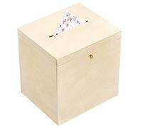 Creative DECO Tarjetas de Boda Caja Madera Cerradura y Llave 29x25x30cm | Cofre para Decorar con Tapa | Decoración Almacenaje Herramientas Decoupage | Perfecta Objetos de Valor Juguetes