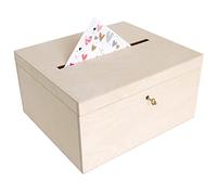 Creative DECO Tarjetas de Boda Caja Madera | Cierre y Llave 29 x 25 x 15 cm