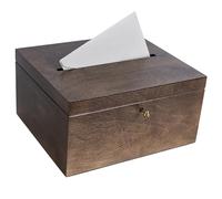 Creative DECO Tarjetas de Boda Caja Madera Marrón | Cerradura y Llave | 29 x 25 x 15 cm | Cofre para Decorar con Tapa | Decoración Almacenaje Decoupage Documentos Objetos de Valor Juguetes