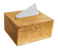 Creative DECO Tarjetas de Boda Caja Madera Nogal Claro | Cerradura y Llave
