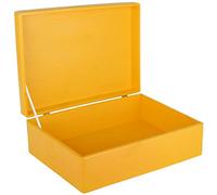 Creative DECO XL Amarilla Grande Caja Madera Decorativa Almacenaje | 40 x 30 x 14 cm (+/-1cm) | con Tapa | Cofre Decorar Regalo Decoupage | Juguetes, Documentos, Objetos de Valor, Herramientas