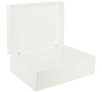 Creative DECO XL Blanca Grande Caja Madera Decorativa Almacenaje | 40x30x14cm (+/-1cm) | con Tapa | Cofre para Decorar Regalo Decoupage | Juguetes, Documentos, Objetos de Valor, Herramientas