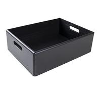 Creative DECO XL Grande Caja Madera Decorativa Almacenaje Negra | 40 x 30 x 13 cm (+/-1cm) | Asas | Cesta Cajón Baúl Cofre Navidad Decoupage Decorar Fruta Documentos Juguetes Herramientas