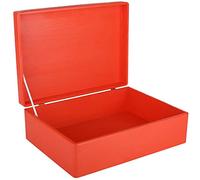 Creative DECO XL Roja Grande Caja Madera Decorativa 40x30x14cm (+/-1cm)